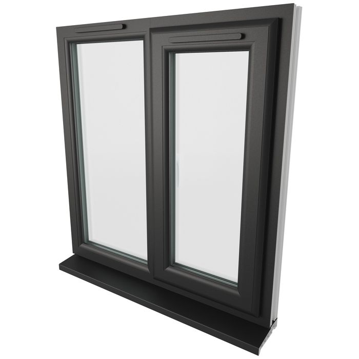 Crystal 2 Clear Glass Double Glazed uPVC Window - Black and White - Right Handed