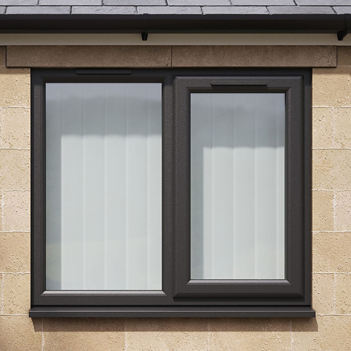 Crystal 2 Clear Glass Double Glazed uPVC Window - Black and White - Right Handed