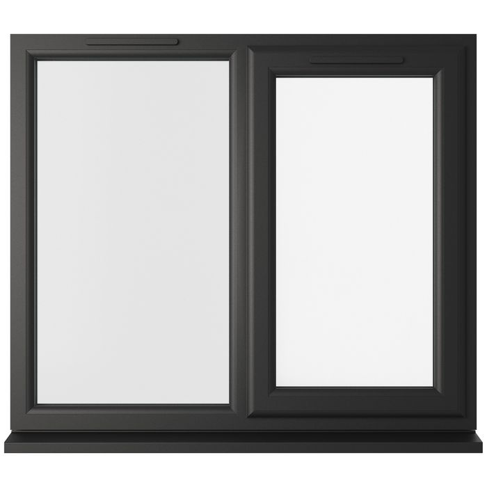 Crystal 2 Clear Glass Double Glazed uPVC Window - Black and White - Right Handed