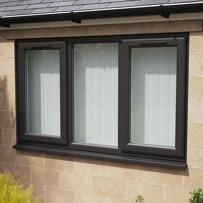 Crystal 3 Clear Glass Double Glazed uPVC Window - Black and White - Left and Right Handed