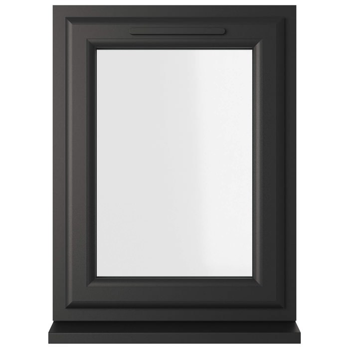 Crystal 1 Clear Glass Double Glazed Side Hung uPVC Window - Black and White - Left Hand
