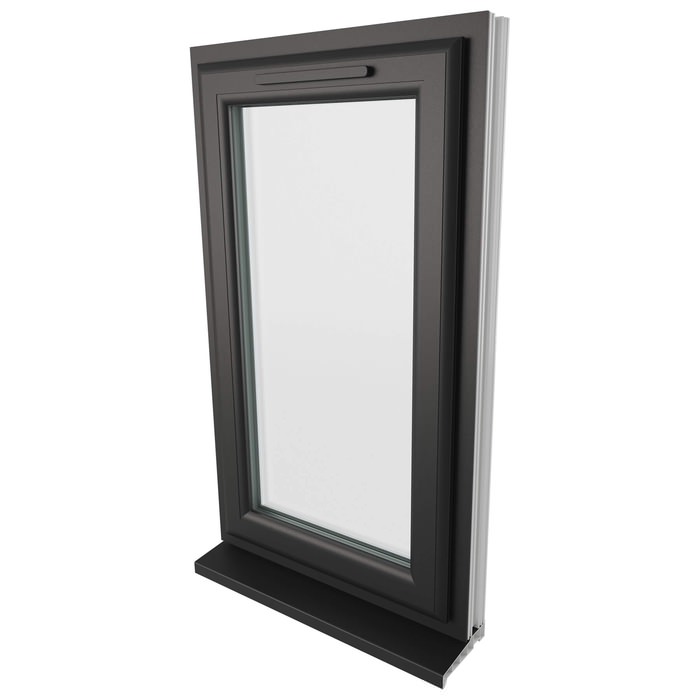 Crystal 1 Clear Glass Double Glazed Side Hung uPVC Window - Black and White - Left Hand