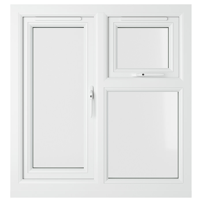 Crystal 2 Clear Glass Double Glazed uPVC Window - White - Right Handed