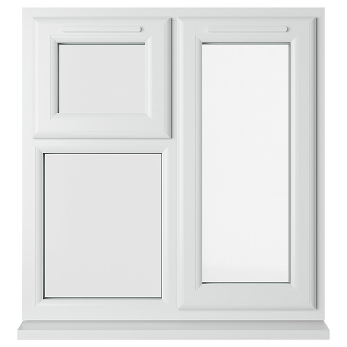 Crystal 2 Clear Glass Double Glazed uPVC Window - White - Right Handed