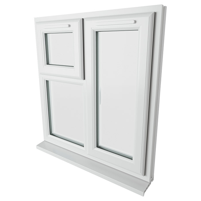 Crystal 2 Clear Glass Double Glazed uPVC Window - White - Right Handed