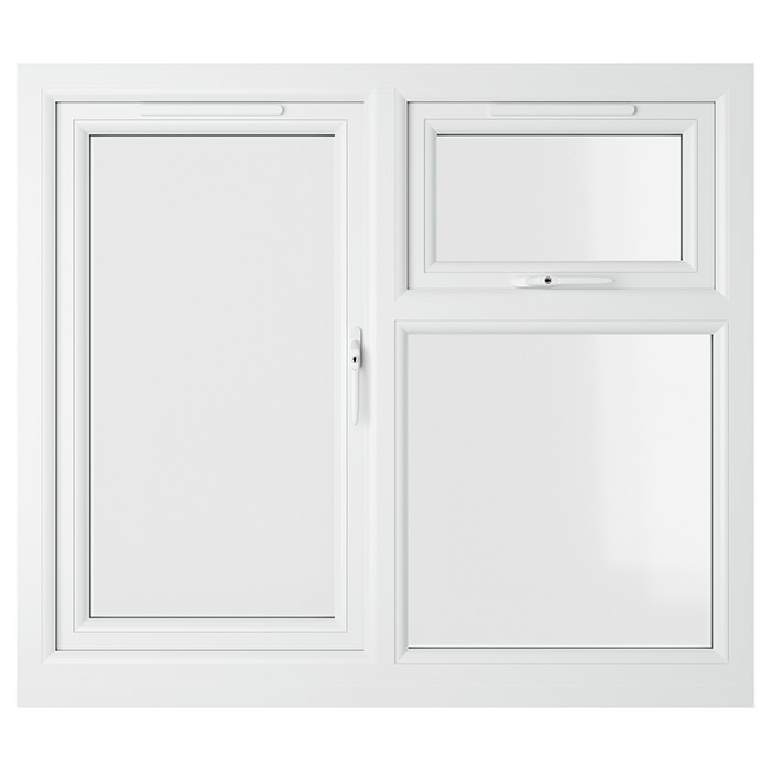 Crystal 2 Clear Glass Double Glazed uPVC Window - White - Right Handed