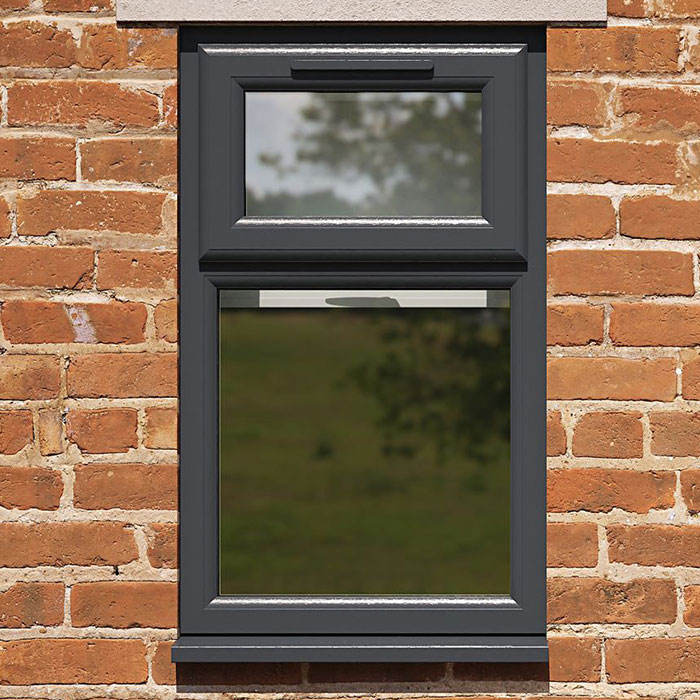 Crystal 2 Obscure Glass Triple Glazed uPVC Window - Grey and White