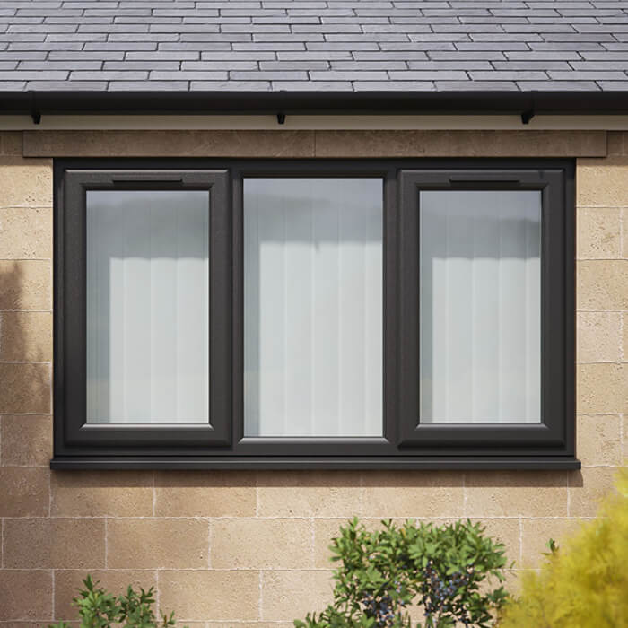 Crystal 3 Clear Glass Triple Glazed uPVC Window - Black and White - Left and Right Handed