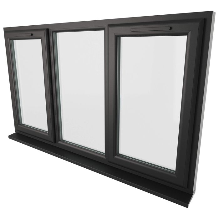 Crystal 3 Clear Glass Triple Glazed uPVC Window - Black and White - Left and Right Handed