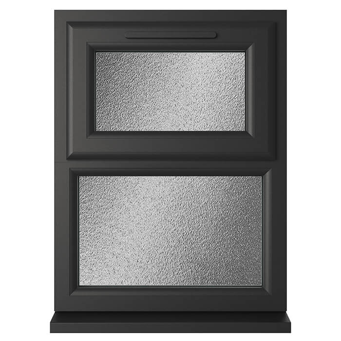 Crystal 2 Obscure Glass Triple Glazed uPVC Window - Black and White