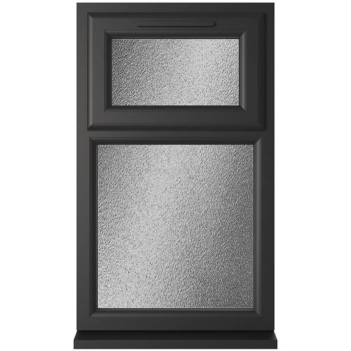 Crystal 2 Obscure Glass Triple Glazed uPVC Window - Black and White