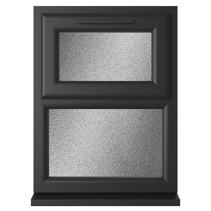 Crystal 2 Obscure Glass Triple Glazed uPVC Window - Black and White