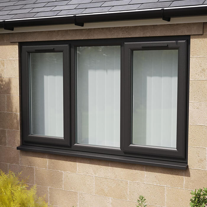 Crystal 3 Clear Glass Triple Glazed uPVC Window - Black and White - Left and Right Handed