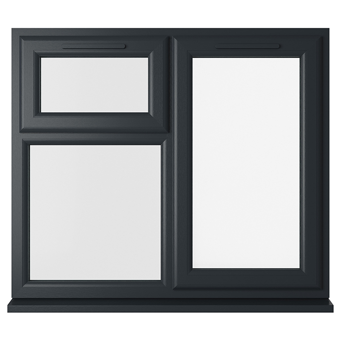 Crystal 2 Clear Glass Double Glazed uPVC Window - Grey and White - Right Handed