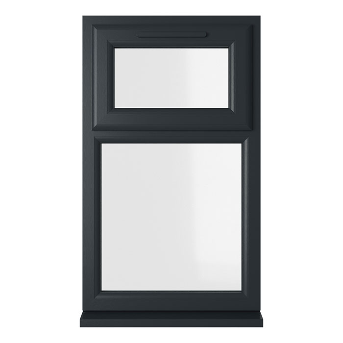 Crystal 2 Clear Glass Triple Glazed uPVC Window - Grey and White