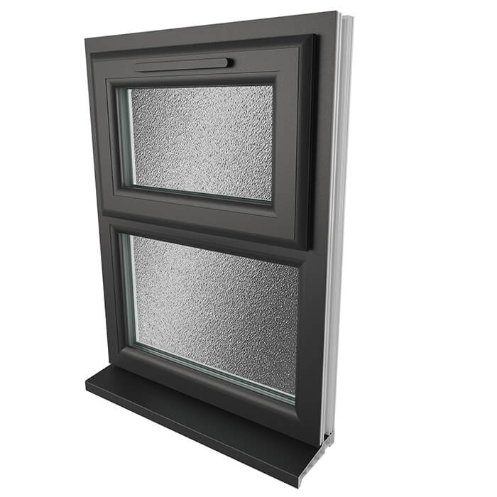 Crystal 2 Obscure Glass Triple Glazed uPVC Window - Black and White