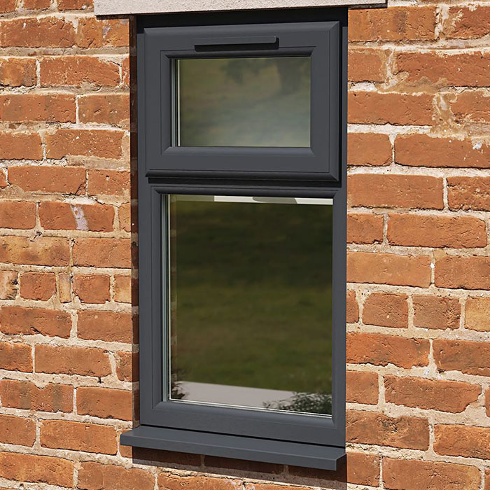 Crystal 2 Clear Glass Triple Glazed uPVC Window - Grey and White