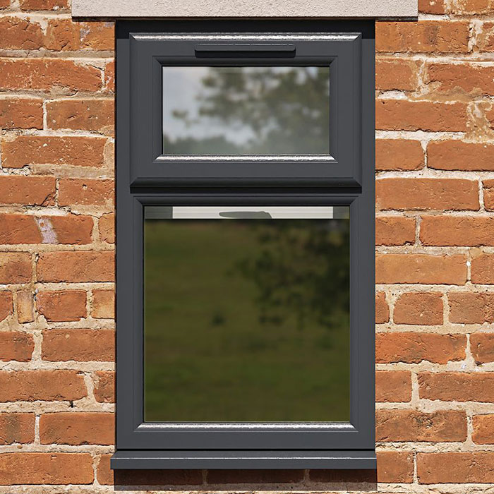 Crystal 2 Clear Glass Triple Glazed uPVC Window - Grey and White