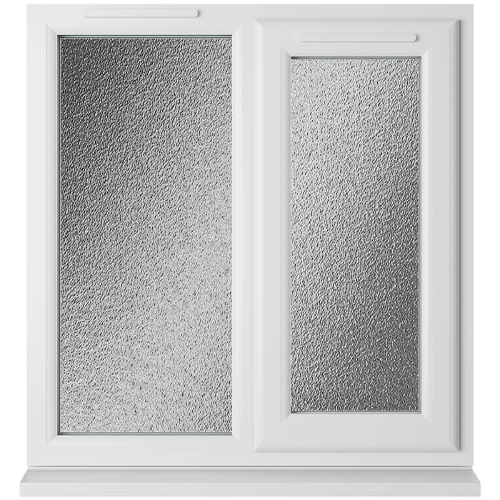 Crystal 2 Obscure Glass Double Glazed uPVC Window - White - Right Handed