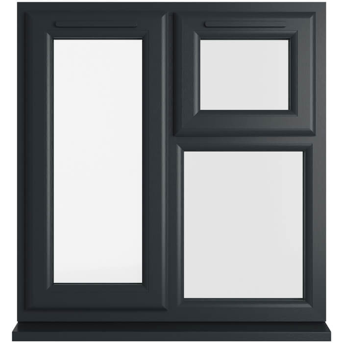 Crystal 3 Clear Glass Triple Glazed uPVC Window - Grey and White - Left Handed