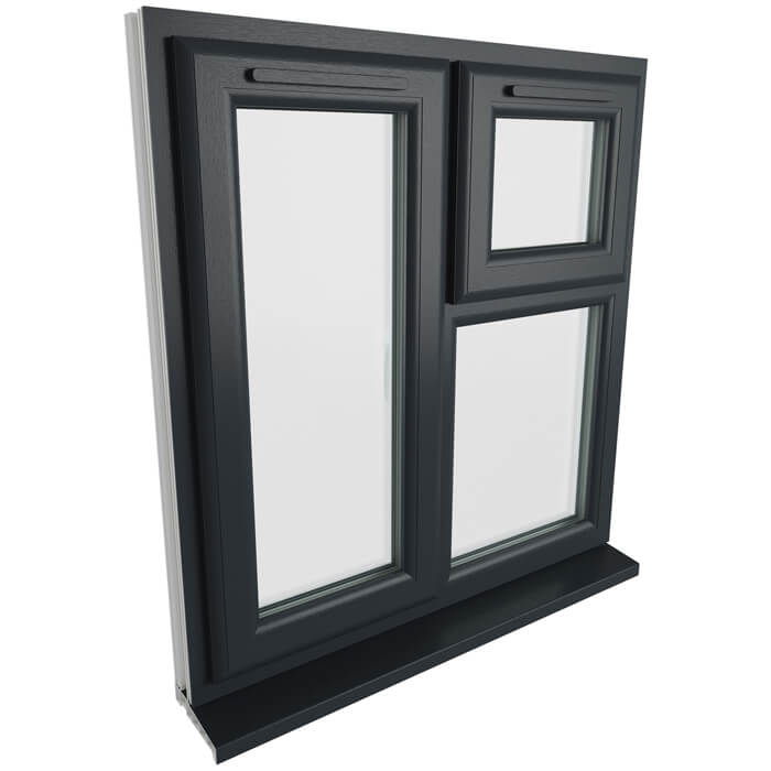 Crystal 3 Clear Glass Triple Glazed uPVC Window - Grey and White - Left Handed