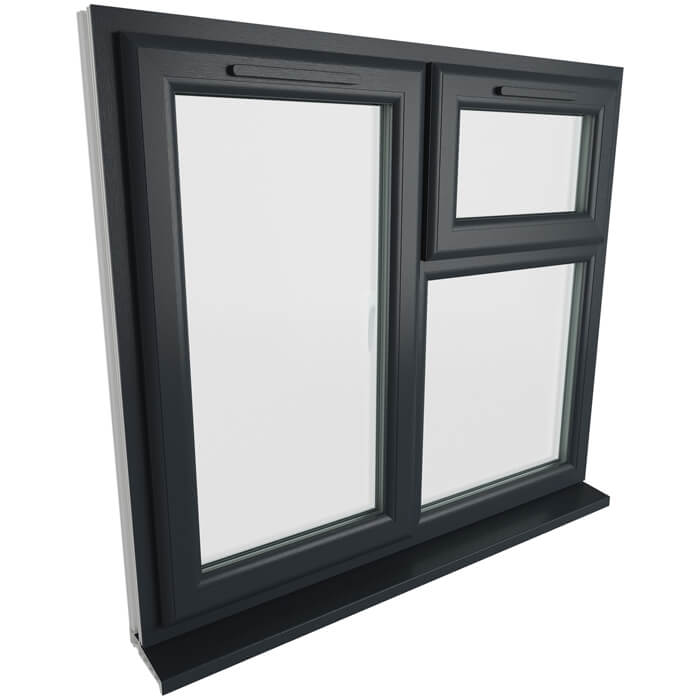 Crystal 3 Clear Glass Triple Glazed uPVC Window - Grey and White - Left Handed