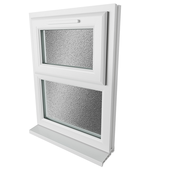 Crystal 2 Obscure Glass Double Glazed uPVC Window - White