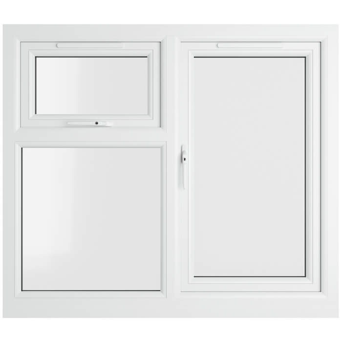 Crystal 3 Clear Glass Triple Glazed uPVC Window - Grey and White - Left Handed