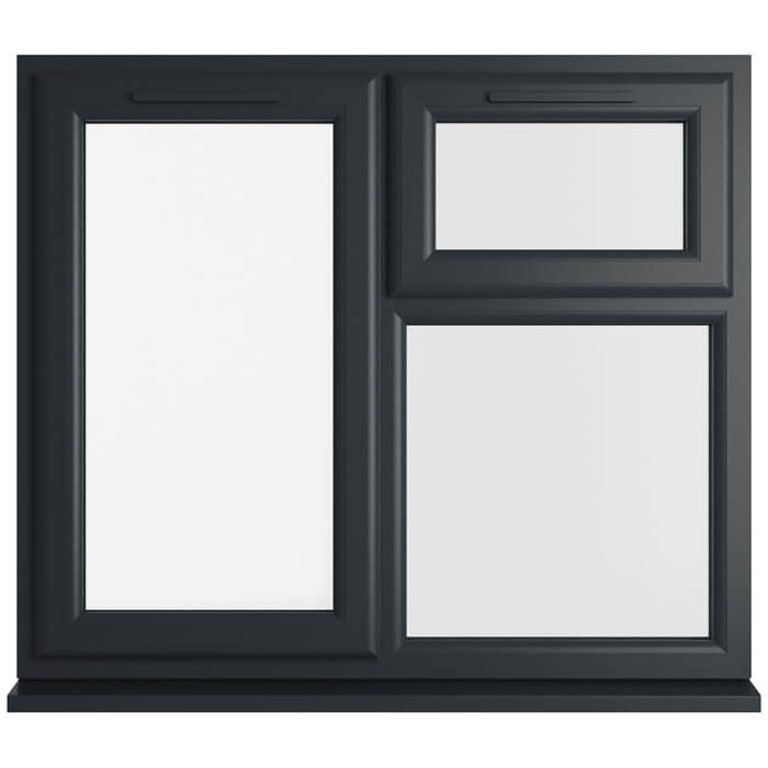 Crystal 3 Clear Glass Triple Glazed uPVC Window - Grey and White - Left Handed