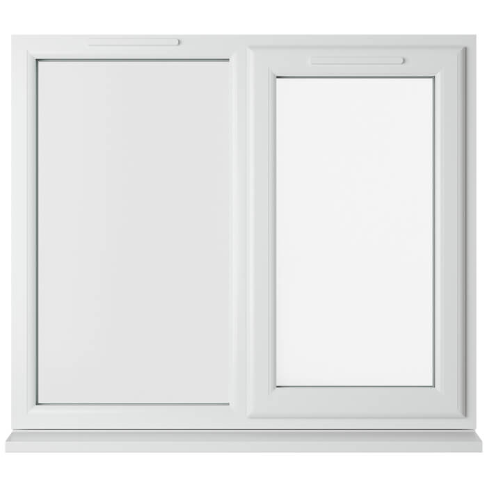 Crystal 2 Clear Glass Double Glazed uPVC Window - White - Right Handed
