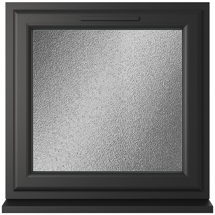 Crystal 1 Obscure Glass Double Glazed uPVC Window - Black and White