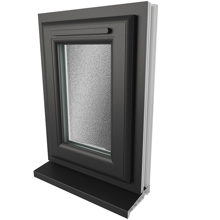 Crystal 1 Obscure Glass Double Glazed uPVC Window - Black and White