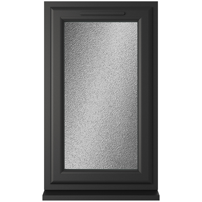 Crystal 1 Obscure Glass Double Glazed uPVC Window - Black and White