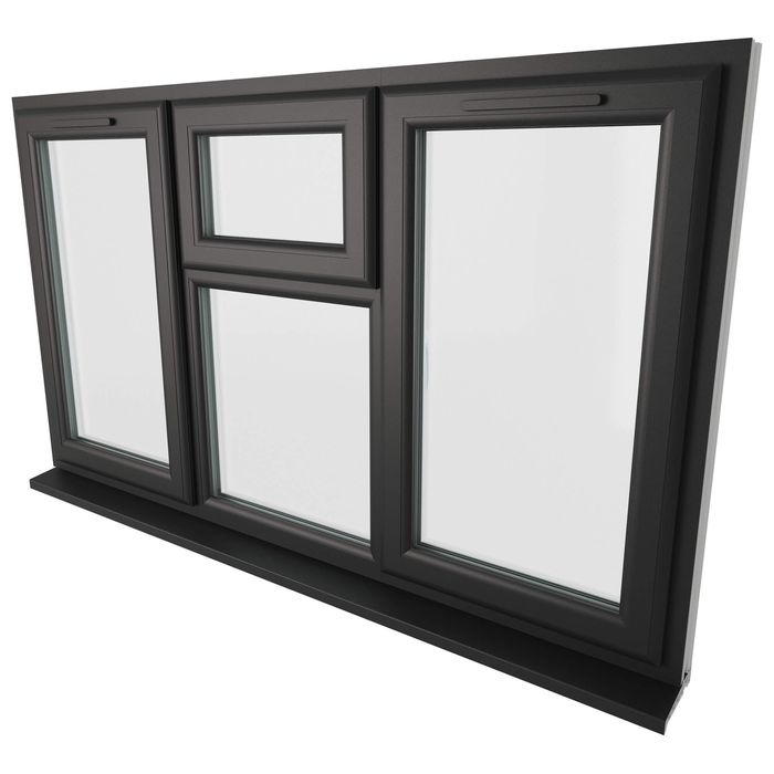 Crystal 4 Clear Glass Triple Glazed uPVC Window - Black and White - Left and Right Handed