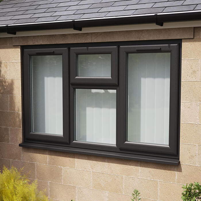 Crystal 4 Clear Glass Triple Glazed uPVC Window - Black and White - Left and Right Handed