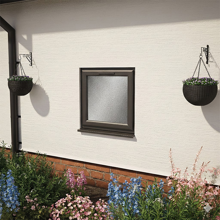 Crystal 1 Obscure Glass Double Glazed uPVC Window - Black and White