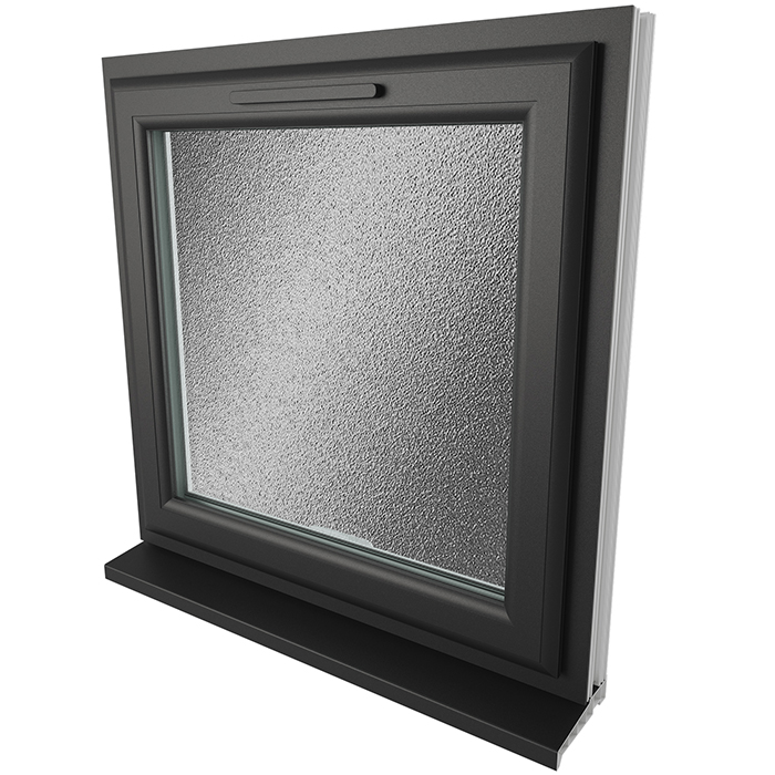 Crystal 1 Obscure Glass Double Glazed uPVC Window - Black and White