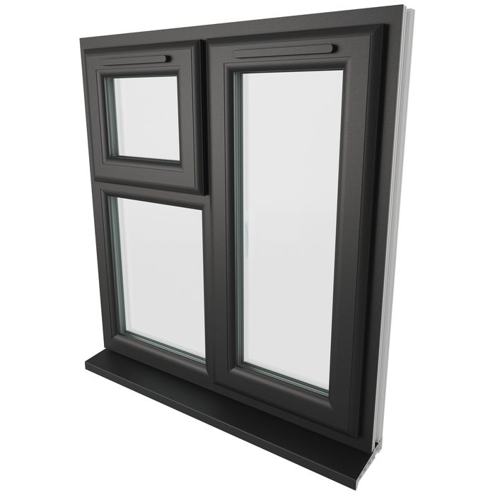 Crystal 3 Clear Glass Triple Glazed uPVC Window - Black and White - Right Handed