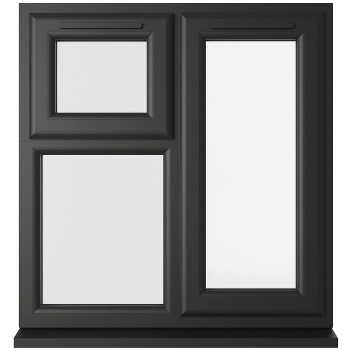 Crystal 3 Clear Glass Triple Glazed uPVC Window - Black and White - Right Handed