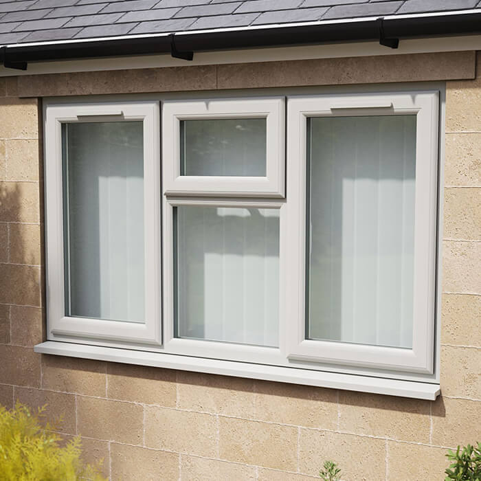 Crystal 4 Clear Glass Triple Glazed uPVC Window - Agate and White - Left and Right Handed