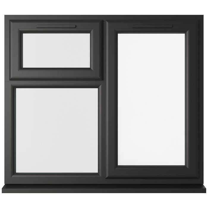 Crystal 3 Clear Glass Triple Glazed uPVC Window - Black and White - Right Handed