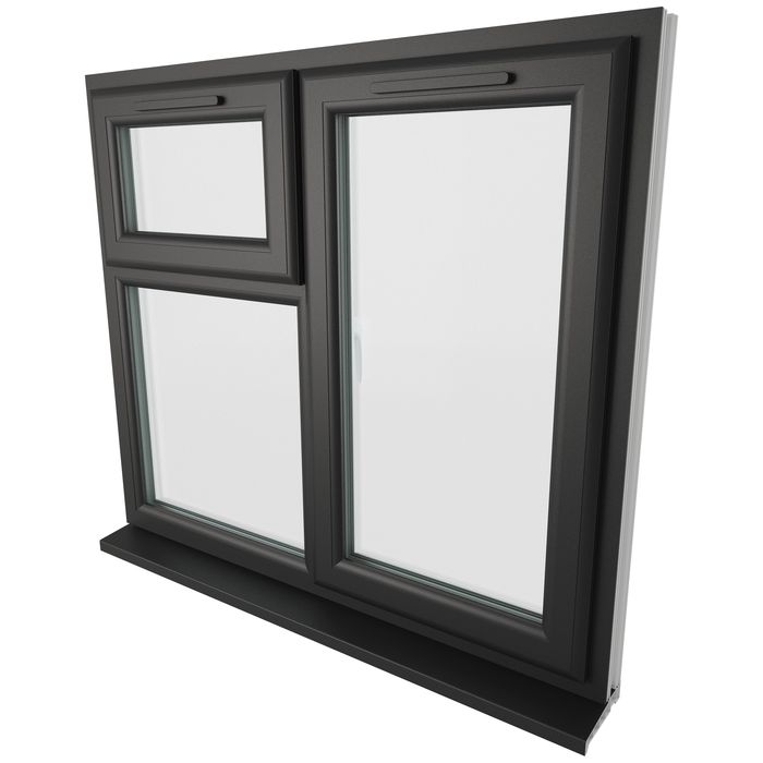 Crystal 3 Clear Glass Triple Glazed uPVC Window - Black and White - Right Handed