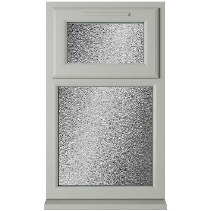 Crystal 2 Obscure Glass Triple Glazed uPVC Window - Agate and White