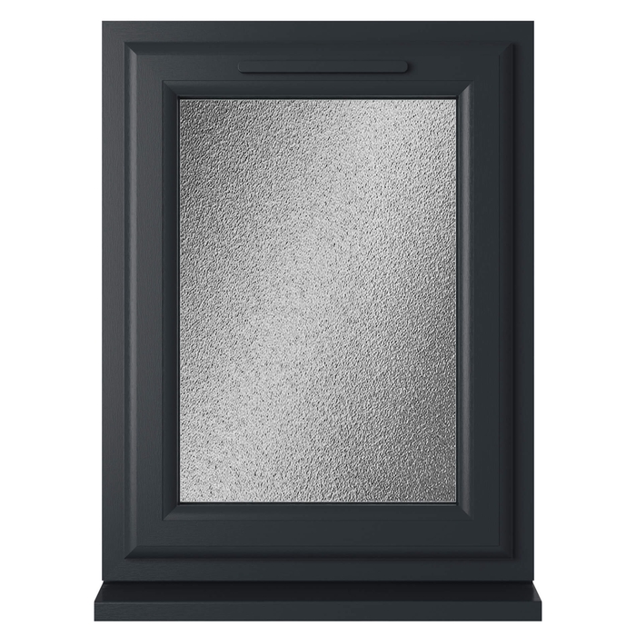 Crystal Obscure Glass Triple Glazed uPVC Window - Grey and White - Left Handed