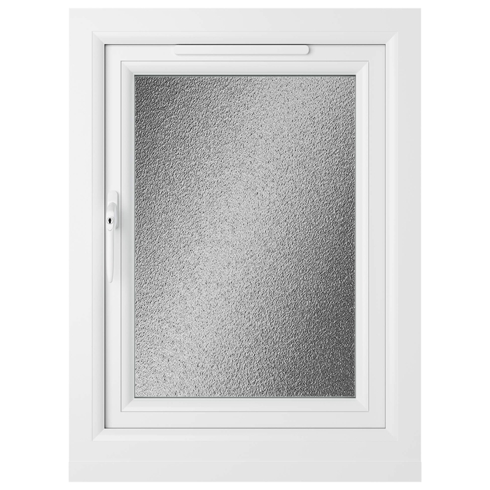 Crystal Obscure Glass Triple Glazed uPVC Window - Grey and White - Left Handed