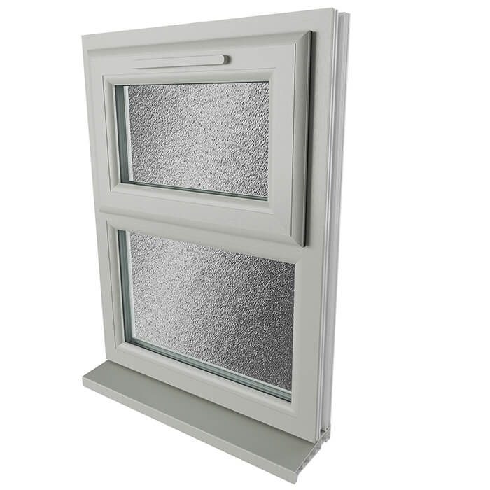 Crystal 2 Obscure Glass Triple Glazed uPVC Window - Agate and White