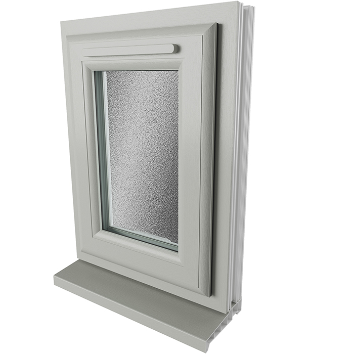 Crystal 1 Obscure Glass Triple Glazed uPVC Window - Agate and White