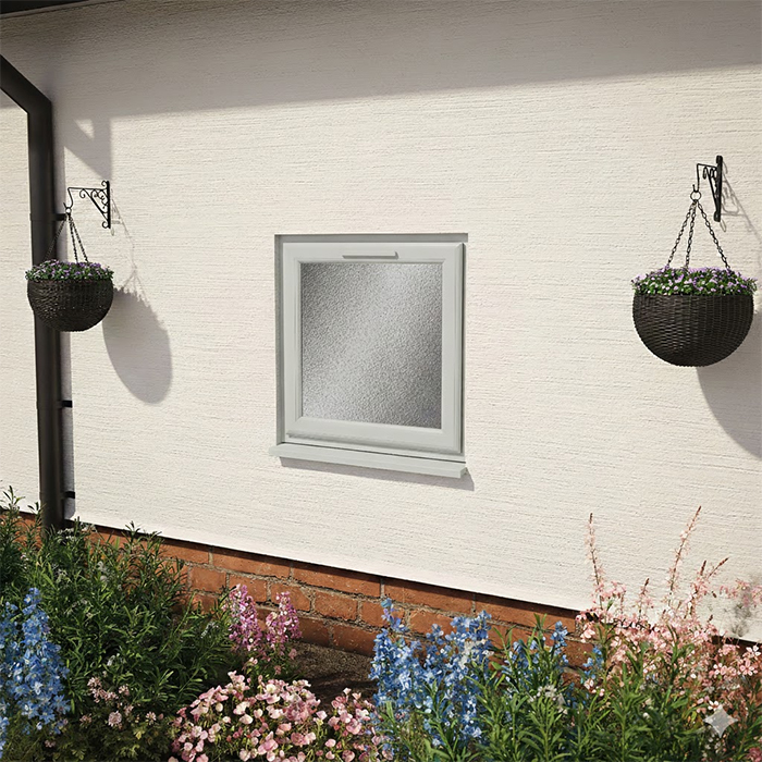 Crystal 1 Obscure Glass Triple Glazed uPVC Window - Agate and White