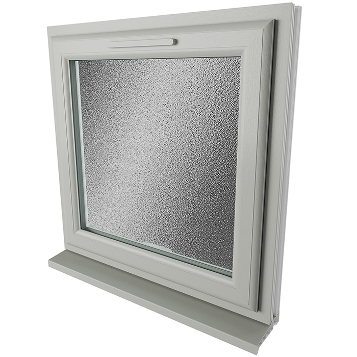 Crystal 1 Obscure Glass Triple Glazed uPVC Window - Agate and White