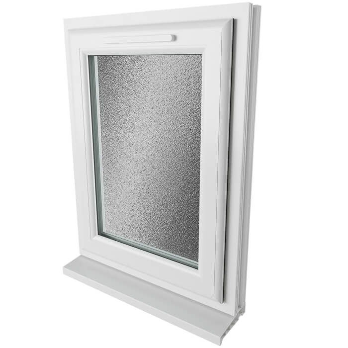 Crystal 1 Obscure Glass Triple Glazed uPVC Window - White - Left Handed